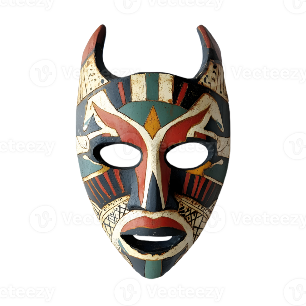 Beautiful Wooden Mask with Authentic Tribal Flair png