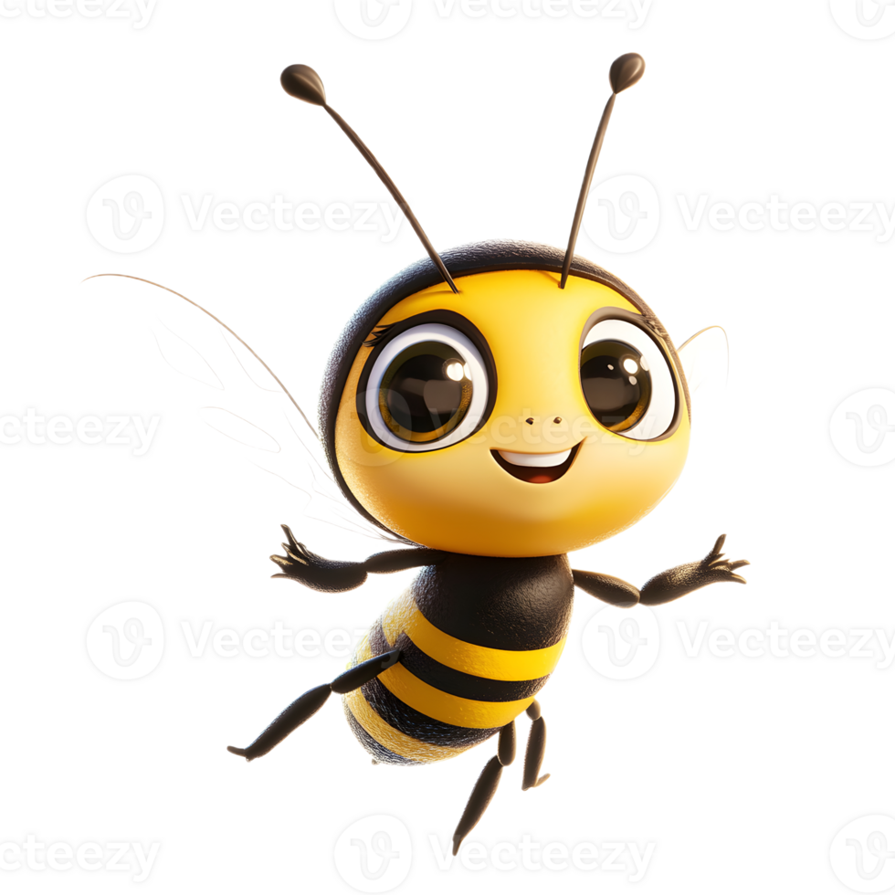 Playful Bee with Big Eyes and a Charming Smile png