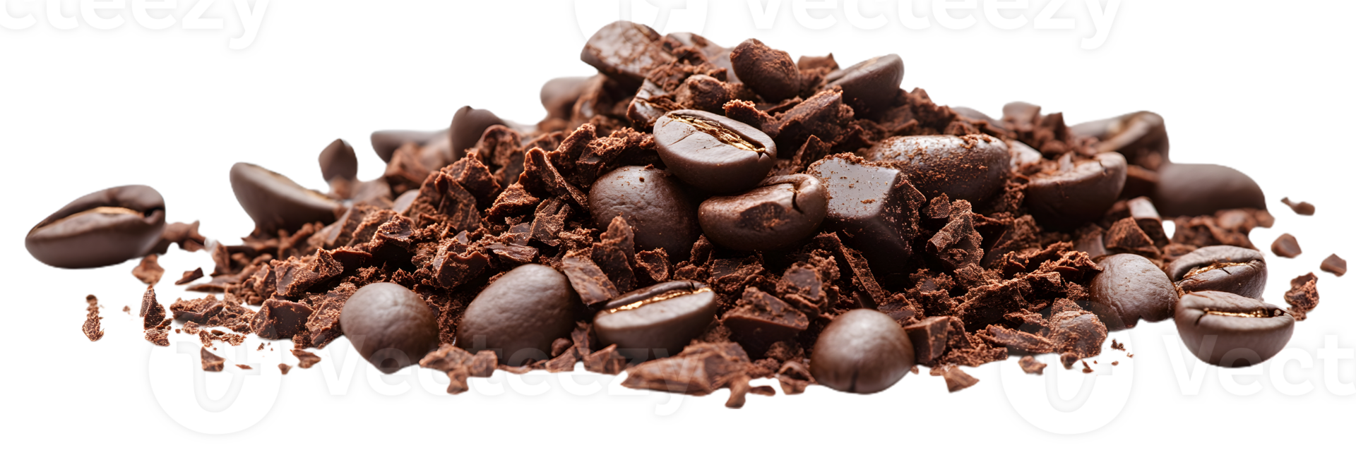 chocolate beans and coffee beans on transparent background png