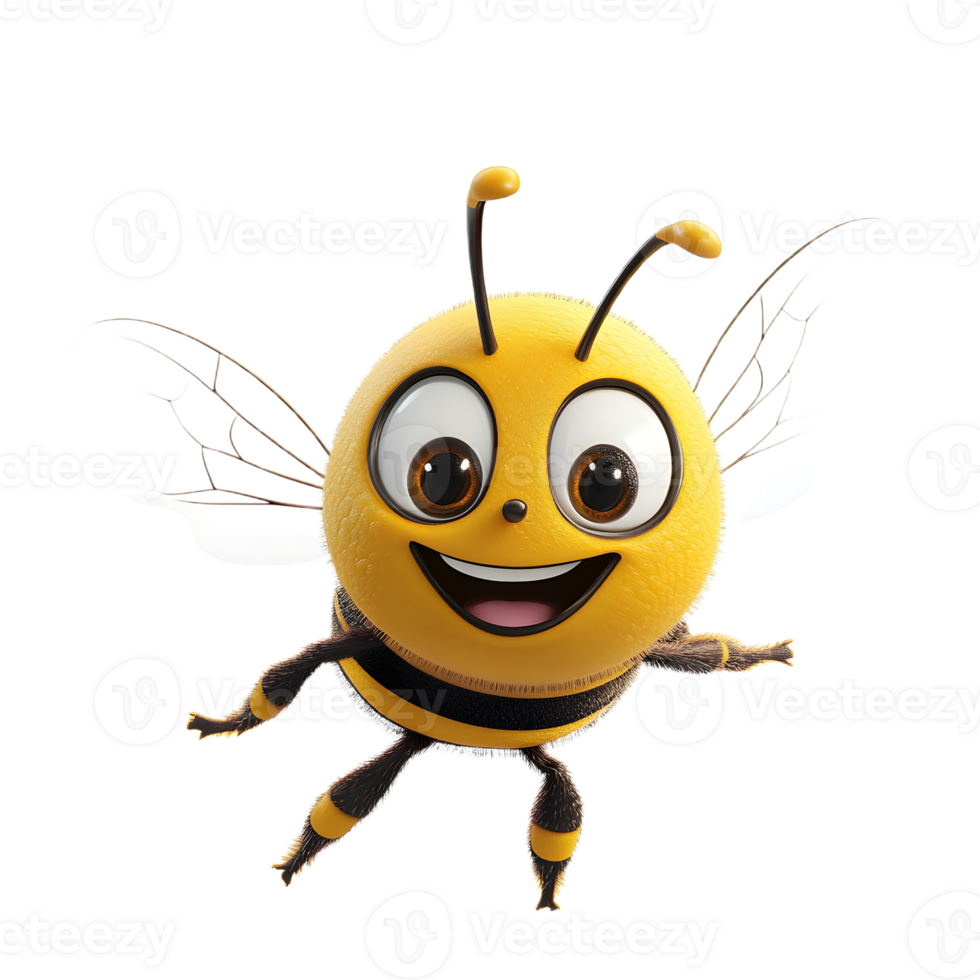Adorable Bee Character Smiling with Large Eyes png