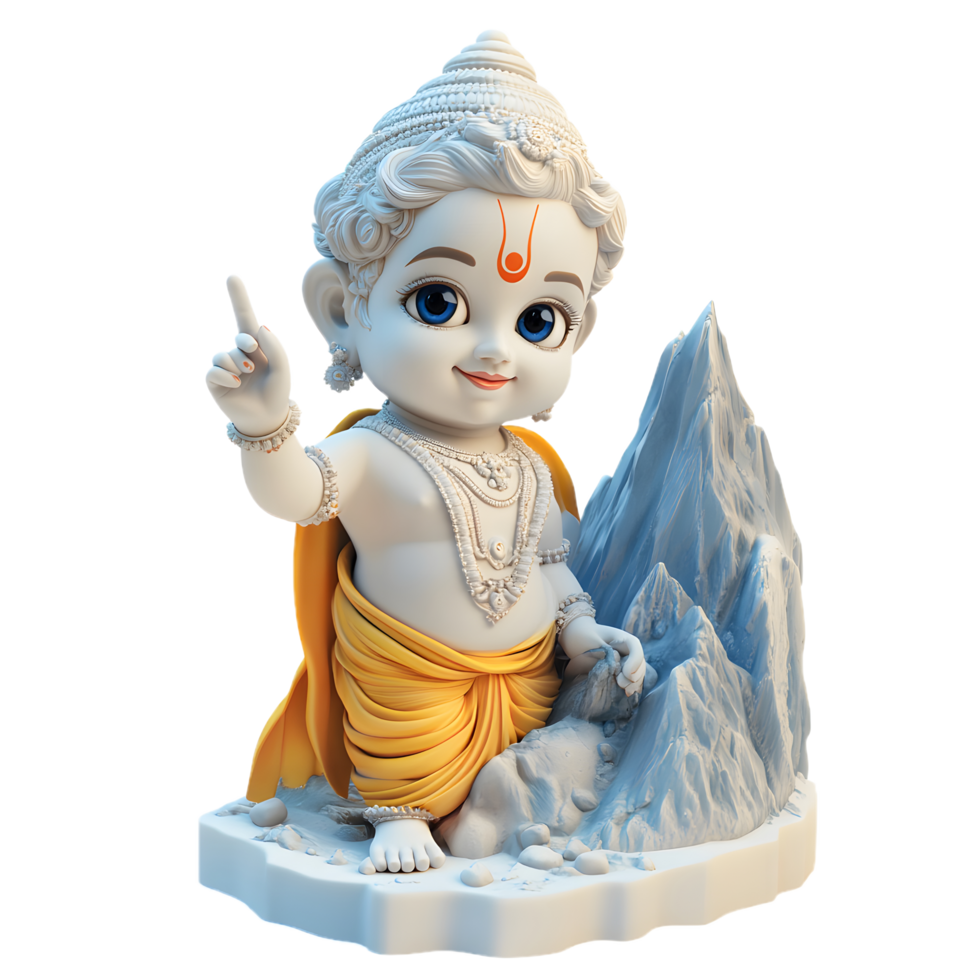 Cartoon style depiction of Lord Krishna with no background png