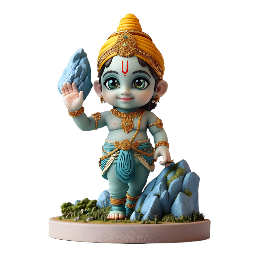 Lord Krishna in cartoon form on a transparent backdrop png
