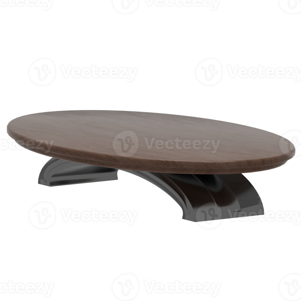 A table with a curved top and a wooden base png