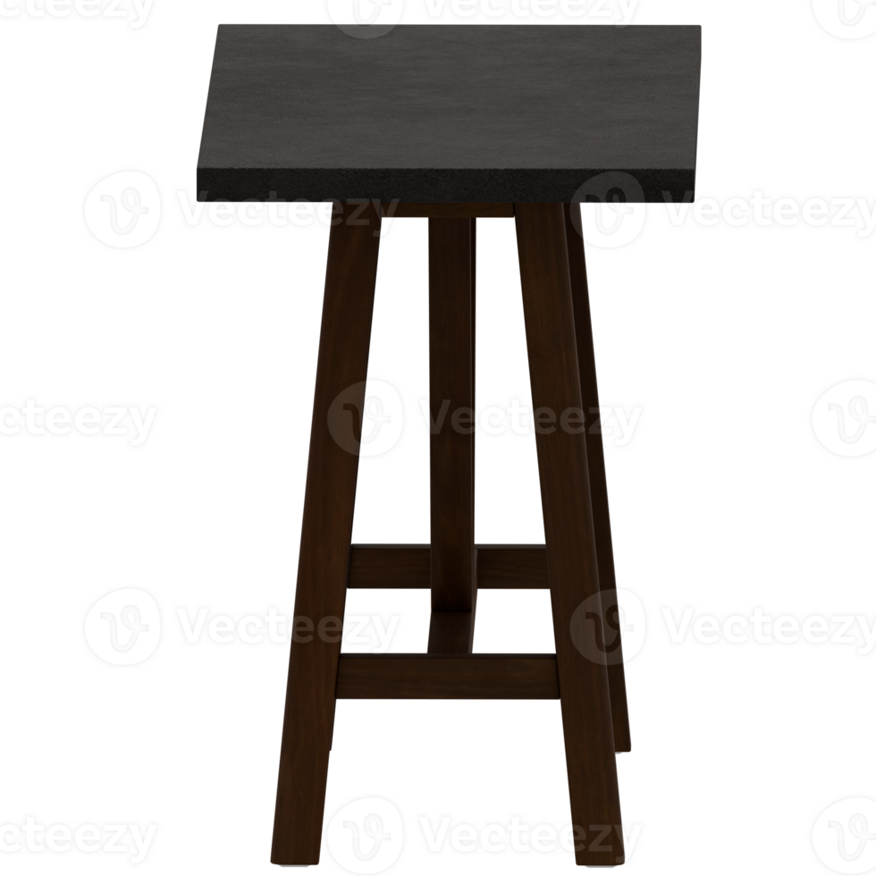 A black square table with a wooden base png
