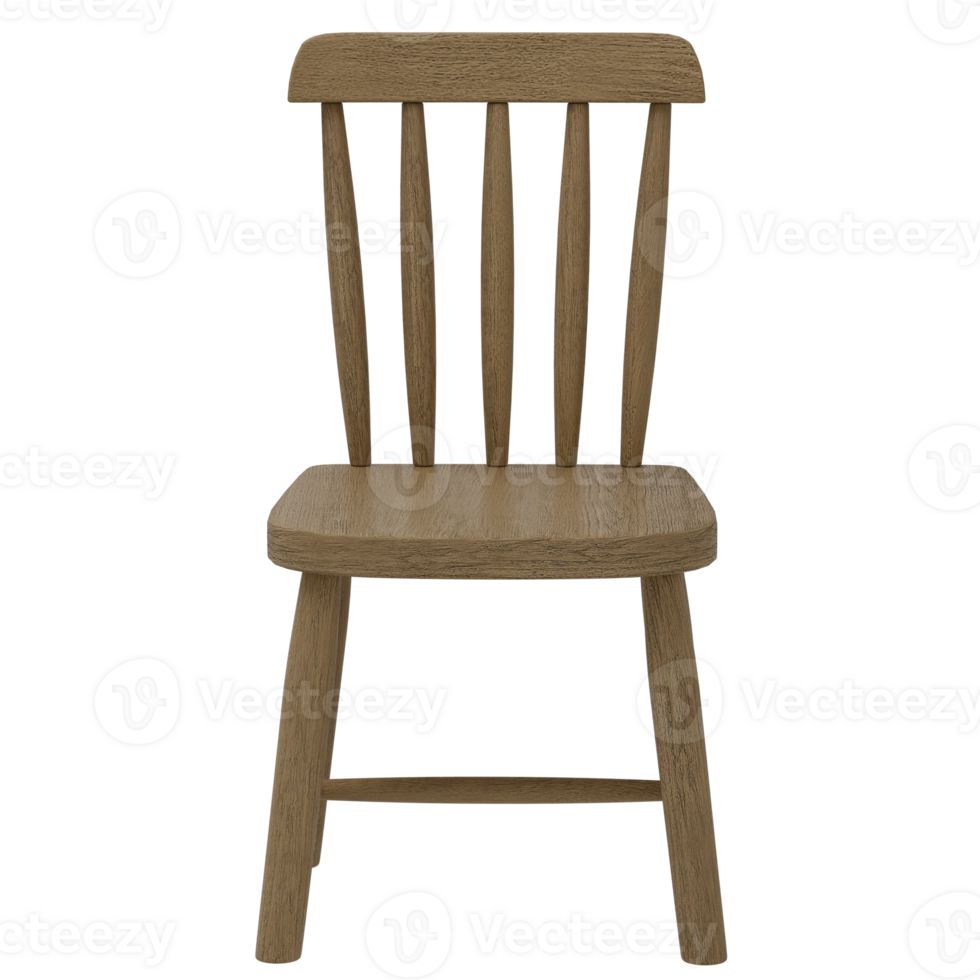 3d wooden chair with a black background png