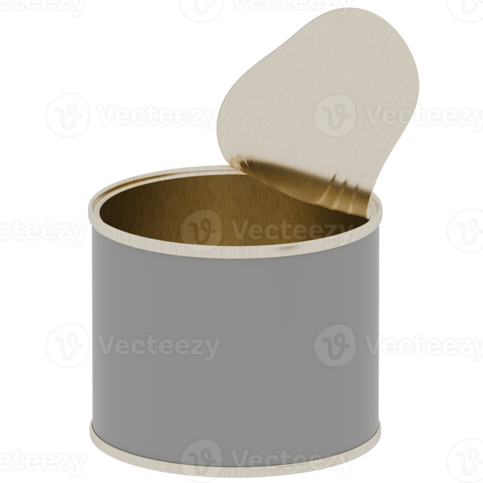 A can with a lid open on a black background png
