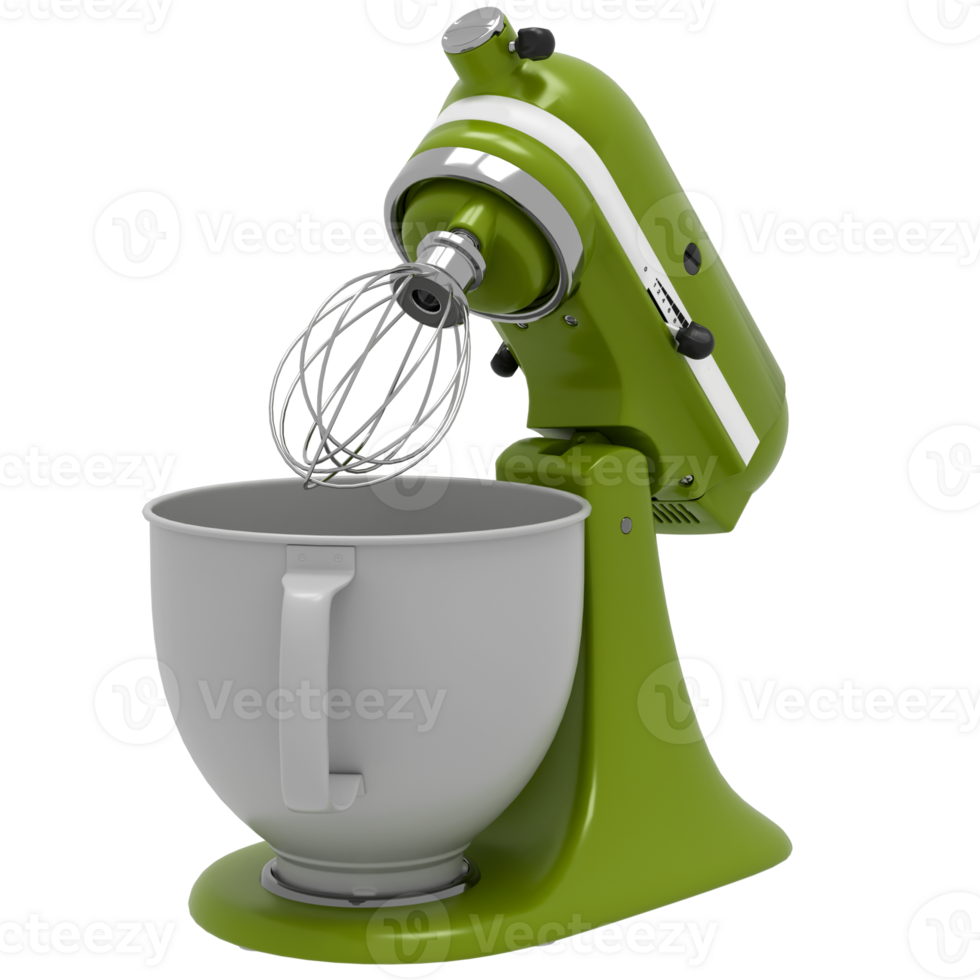 3d A green mixer with a bowl and whisk png