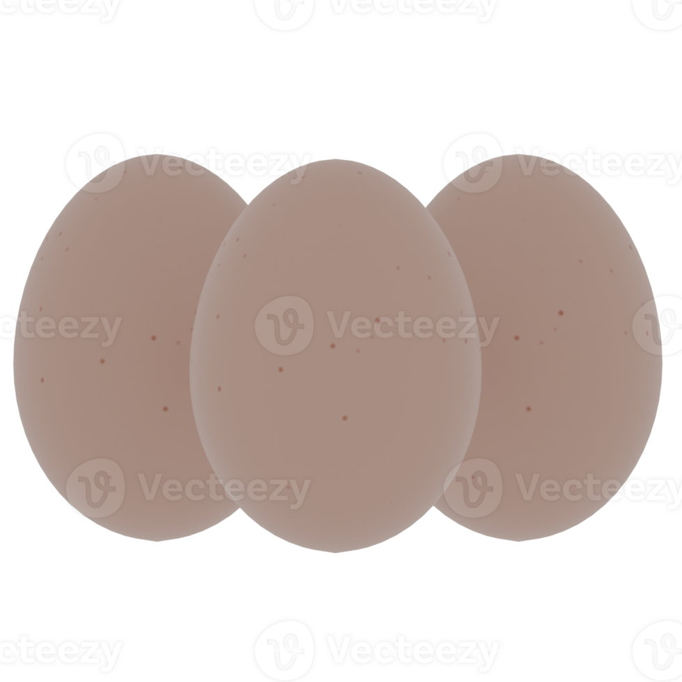 3d Three eggs are shown on a transparent background png