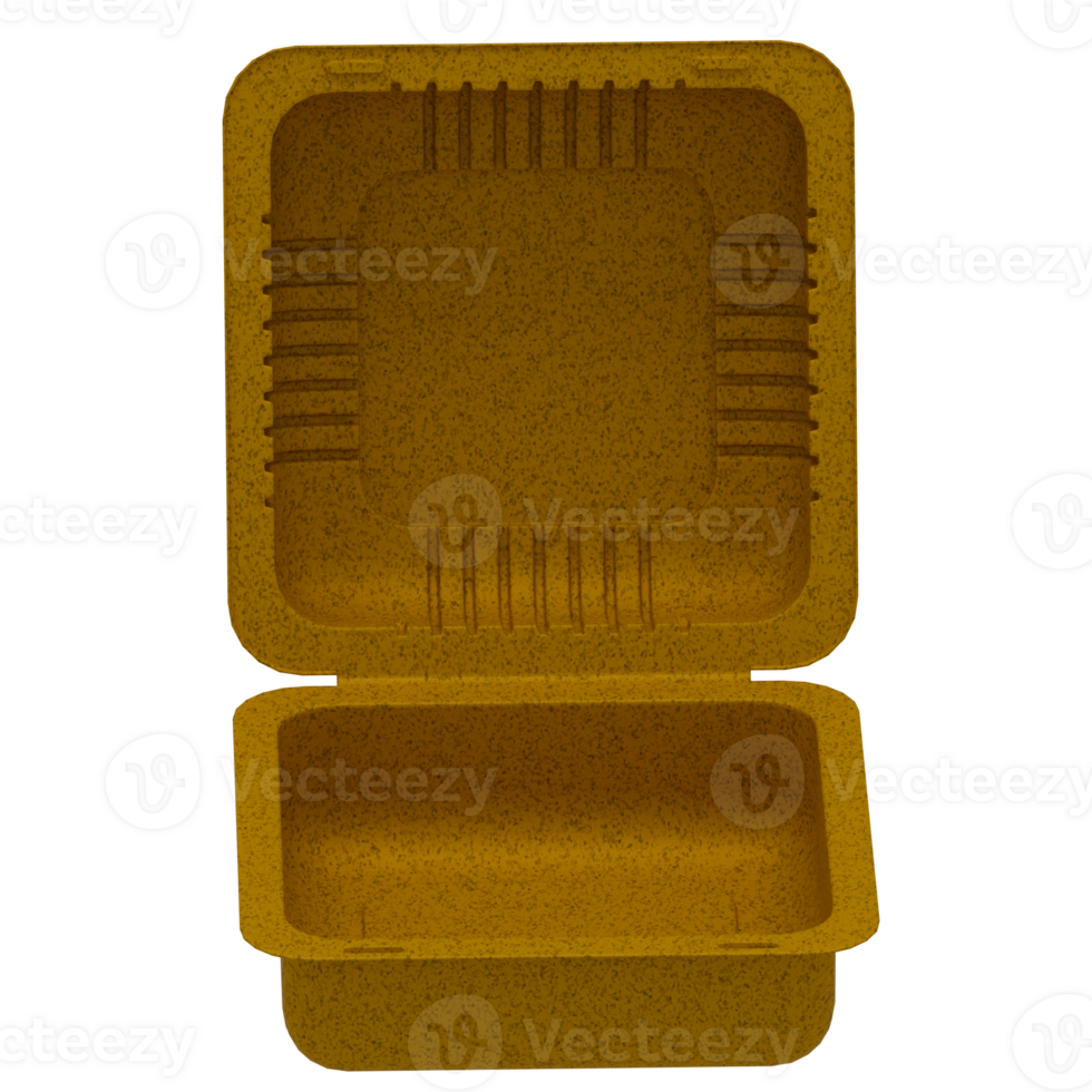 3D render of an open biodegradable food container transparent background png