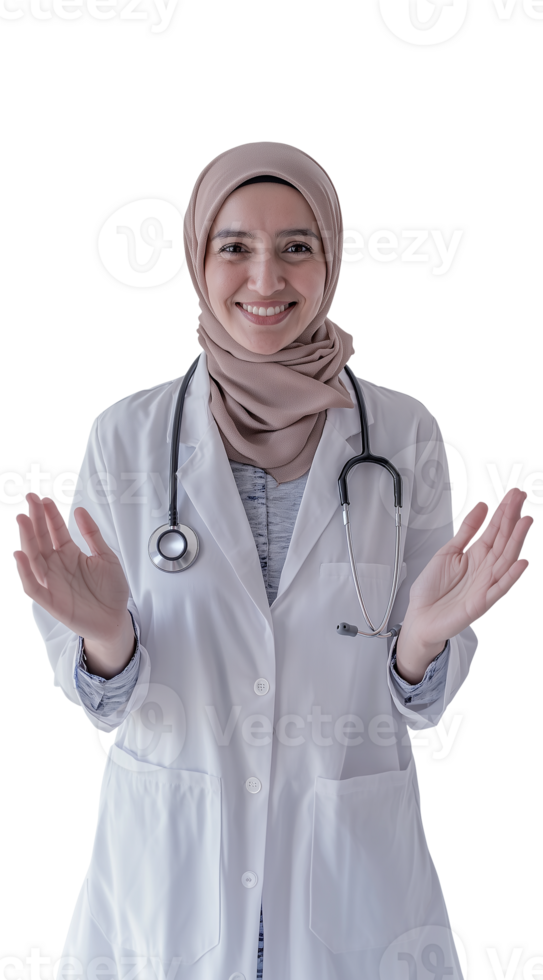 Professional healthcare portrait of a smiling female doctor png