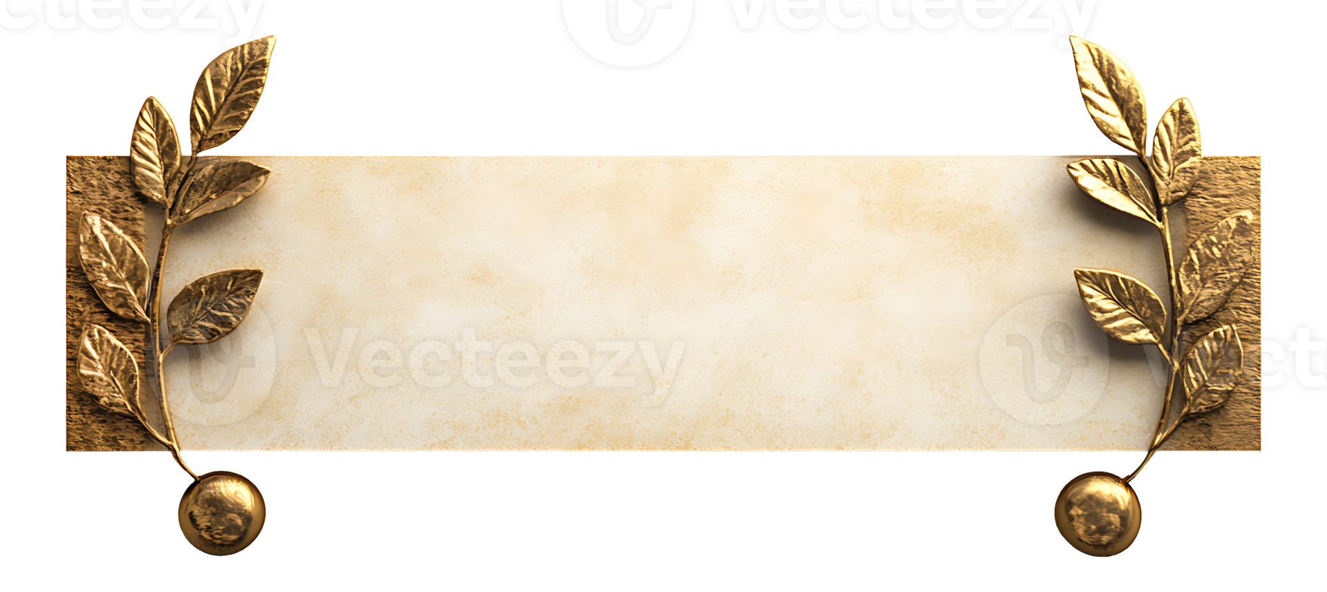 Elegant gold leaf design on a marble plaque. png