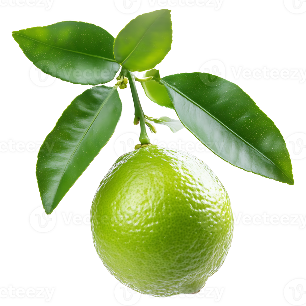 Fresh lime with leaves on a red background png
