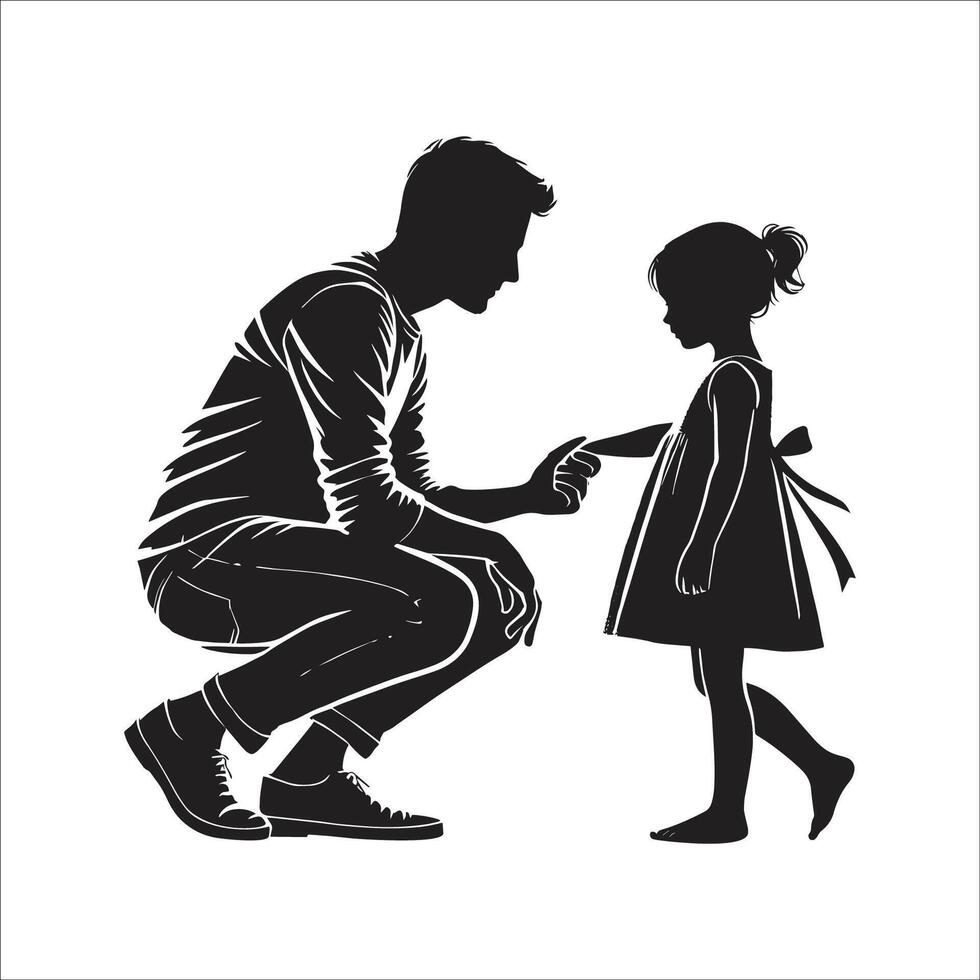 A Father And Daughter Symbol Icon Silhouette Design On White Background vector