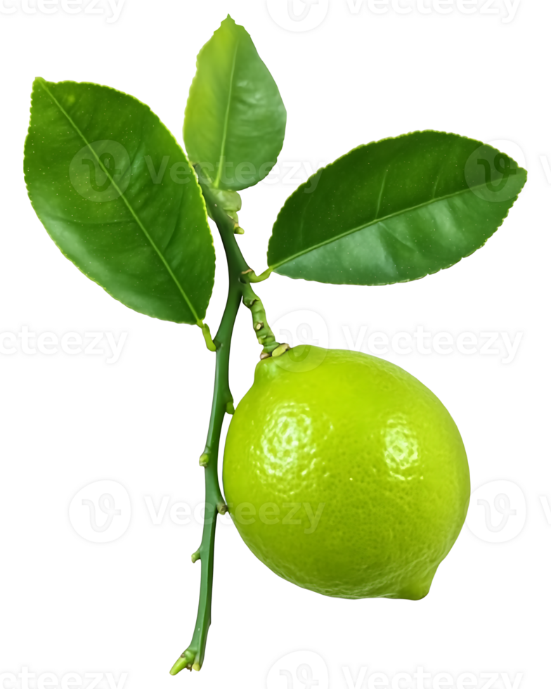 Fresh lime with leaves on branch Isolated png