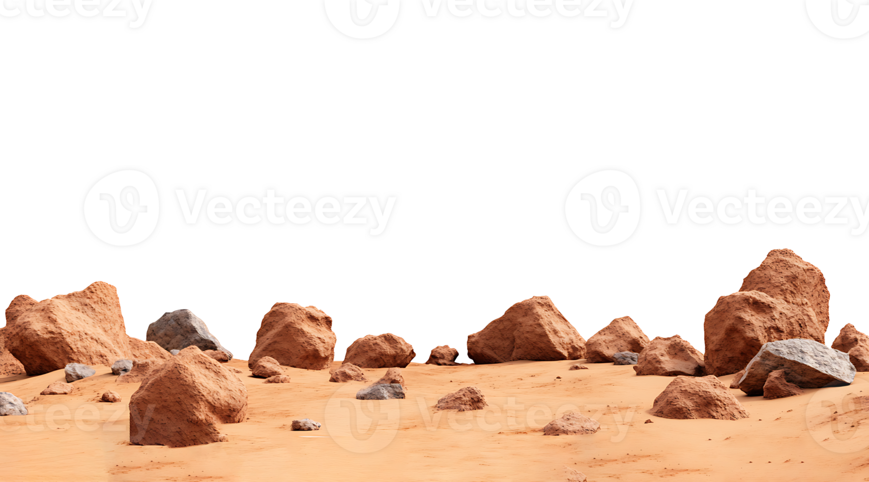 Red planet landscape with rocks and sand. png