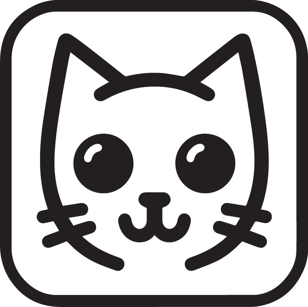 a black line drawing of a cat's face vector
