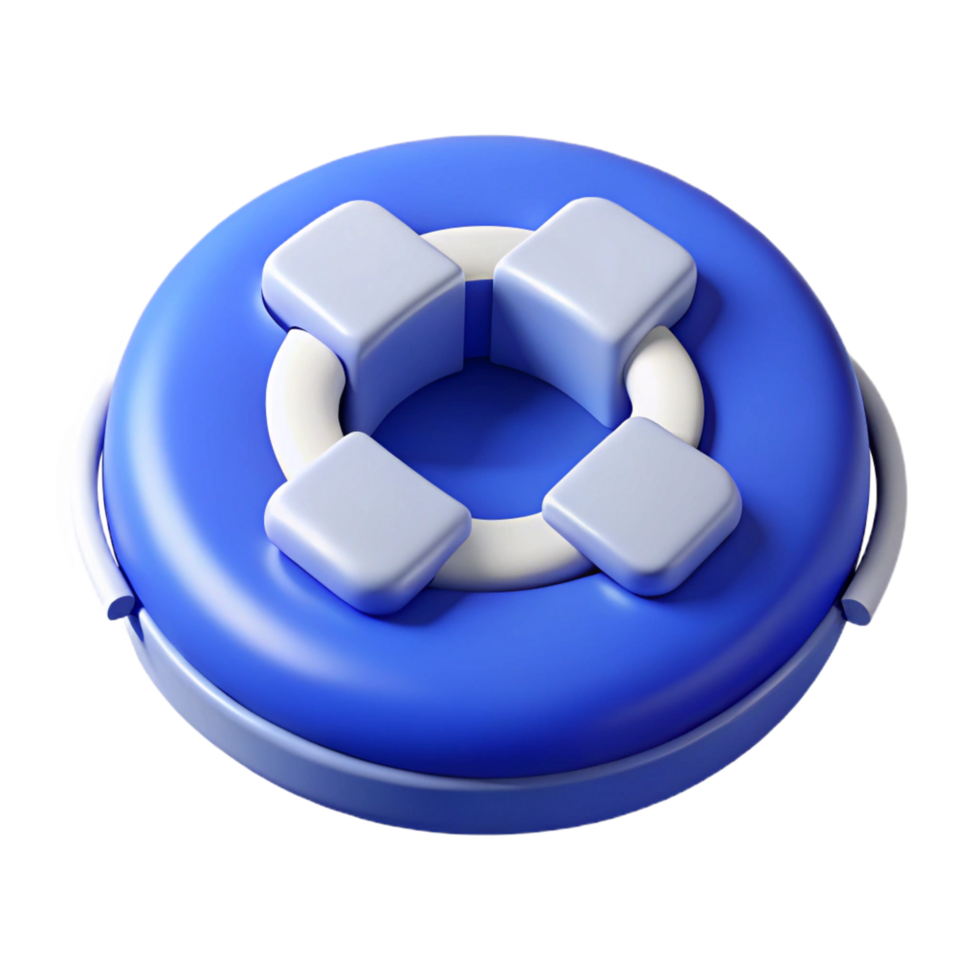 A blue and white circular object with four pieces png