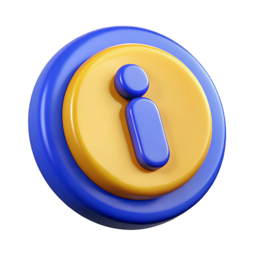 a blue and yellow information icon on a transparent background png