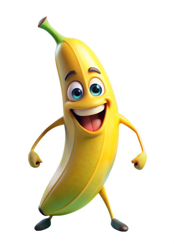 banana cartoon character with eyes and arms png