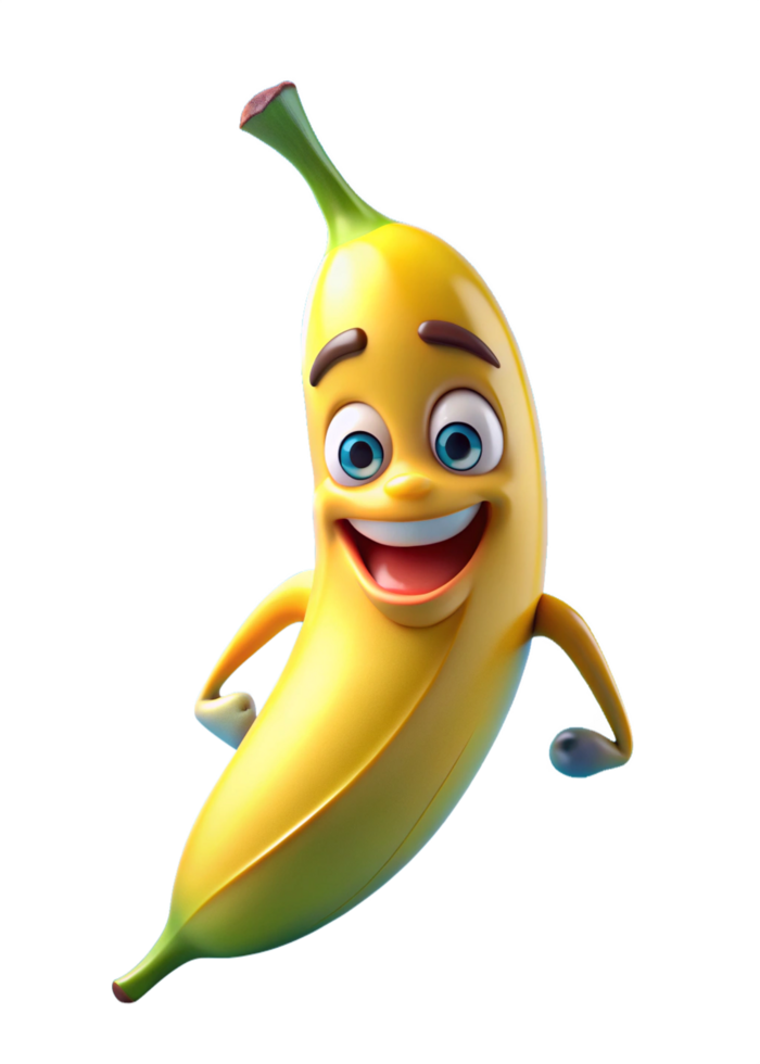 banana cartoon character with eyes and smile png