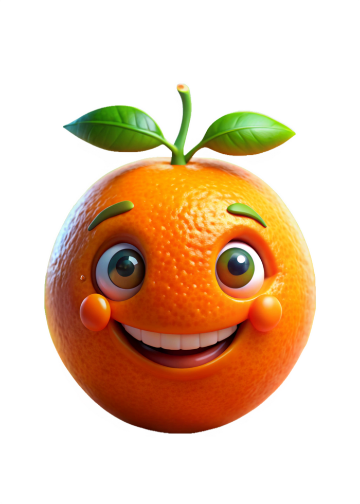 orange fruit cartoon character, transparent background png