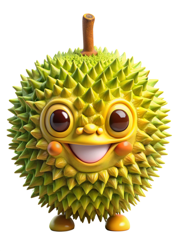 a durian fruit with a smile on its face png