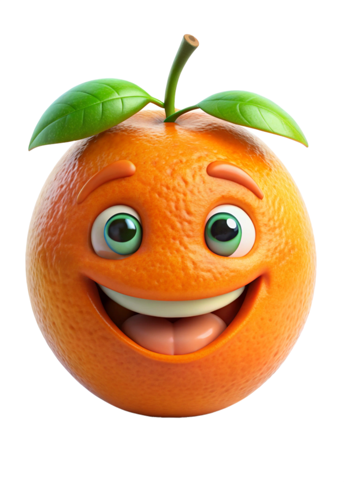 orange cartoon character with green leaf on top png