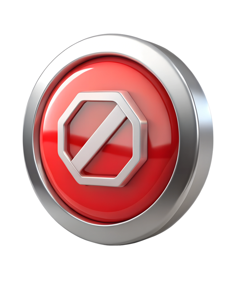 a red and white button with a no entry symbol png