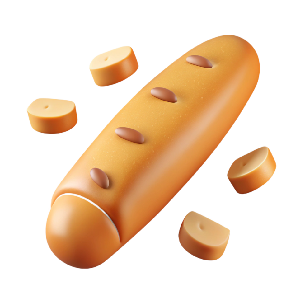 Crispy baguette bread with slices and wheat decoration png