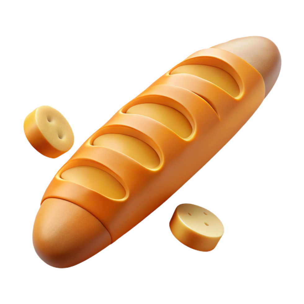 Freshly made baguette bread with sliced sections png