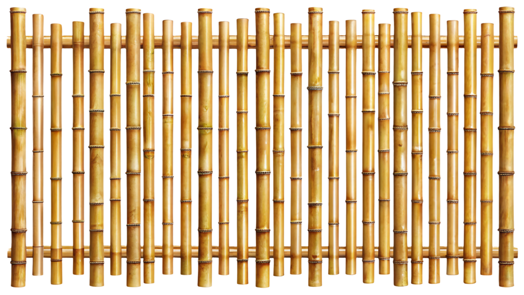 A minimalist bamboo fence with simple vertical poles, creating a clean, earthy, and natural structure without additional leaves or plants png
