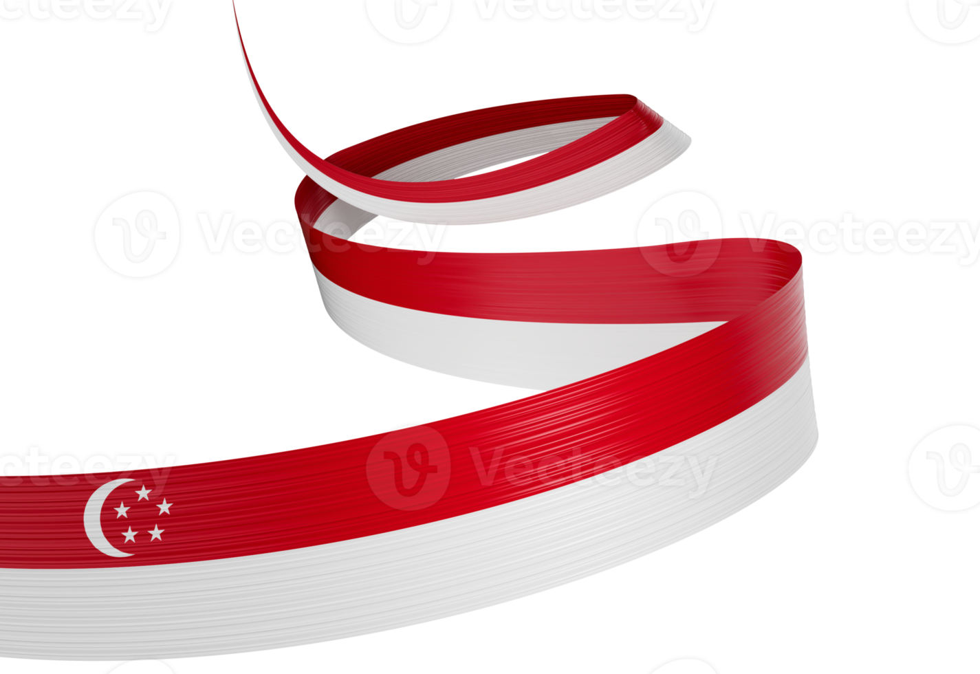 3d Flag Of Singapore, dynamic ribbon with a red and white color scheme. 3D Illustration png
