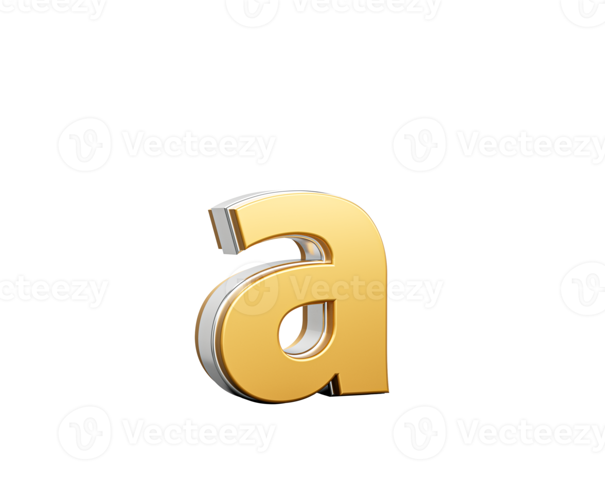 Shiny Golden Small Letter a Gleams With Its Sleek Modern Design With Sharp Edges 3D Illustration png