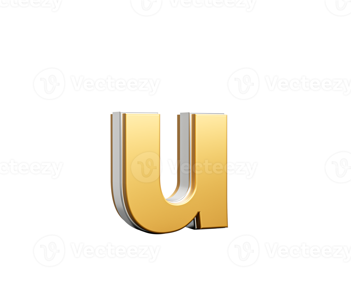 Shiny Golden Small Letter u Gleams With Its Sleek Modern Design With Sharp Edges 3D Illustration png