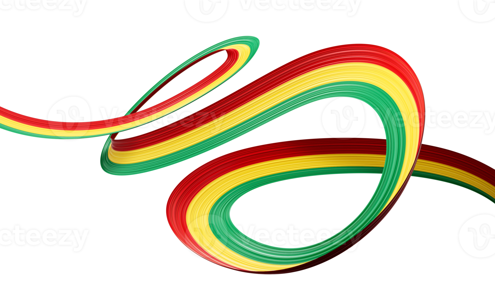 3D ribbon design featuring the flag of Guinea with a shiny, wavy effect. 3d Illustration png