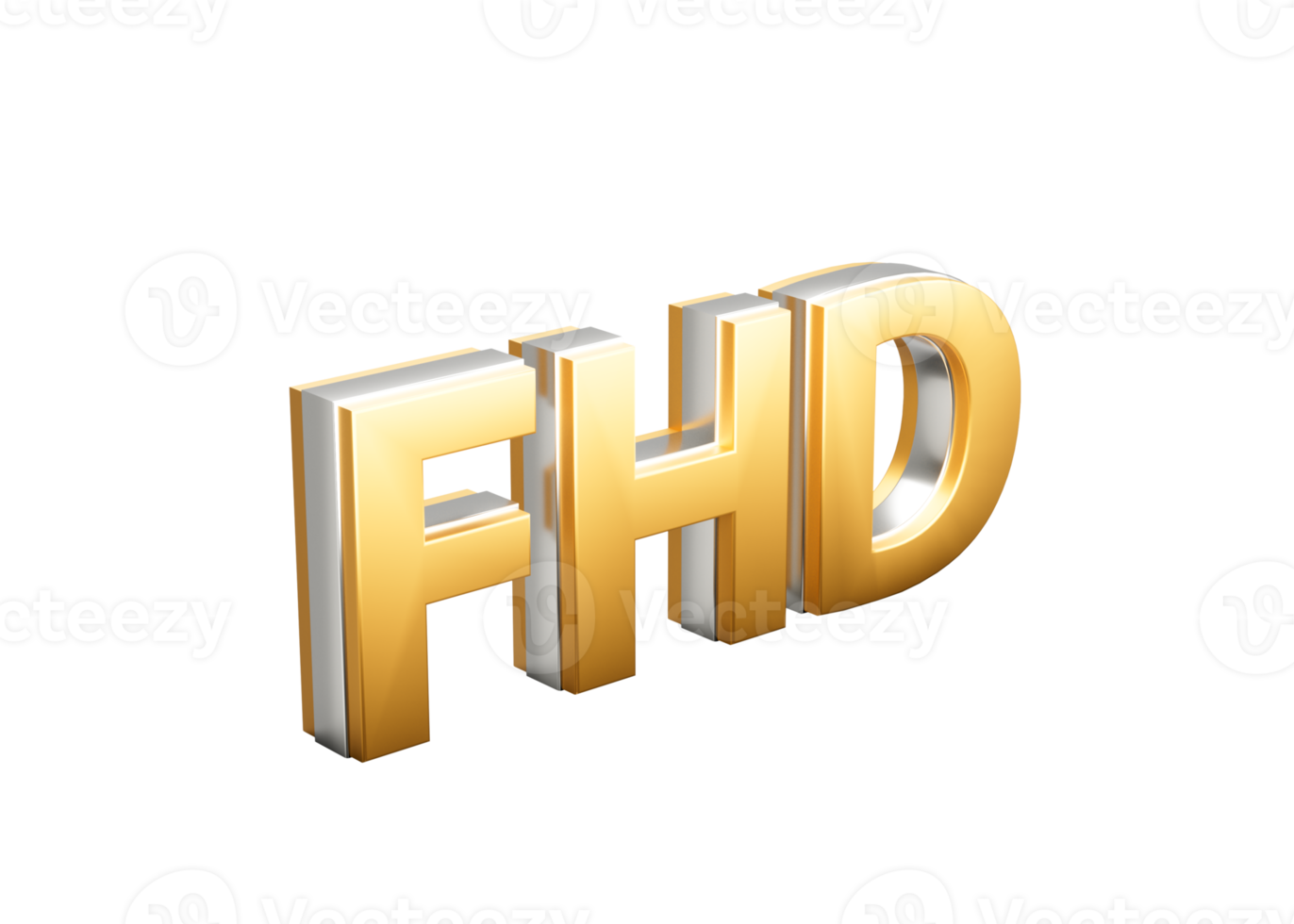 Golden FHD Text With A Sleek Metallic Gleam For Digital Media And Upscale Branding 3D Illustration png