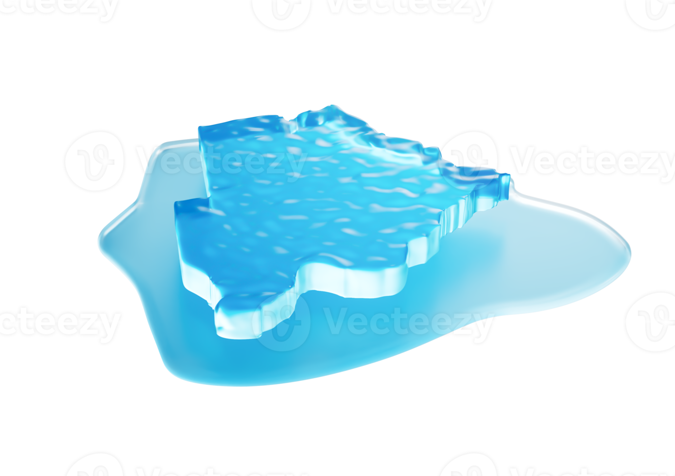 Water Ice Map of Botswana global warming melting glacier in deep blue water 3d illustration png