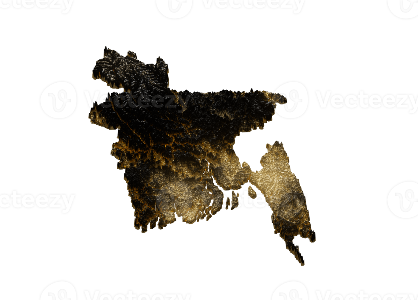 Bangladesh Map Golden Metallic Texture Map Gold Reserves And Gold Mining Concept 3D Illustration png