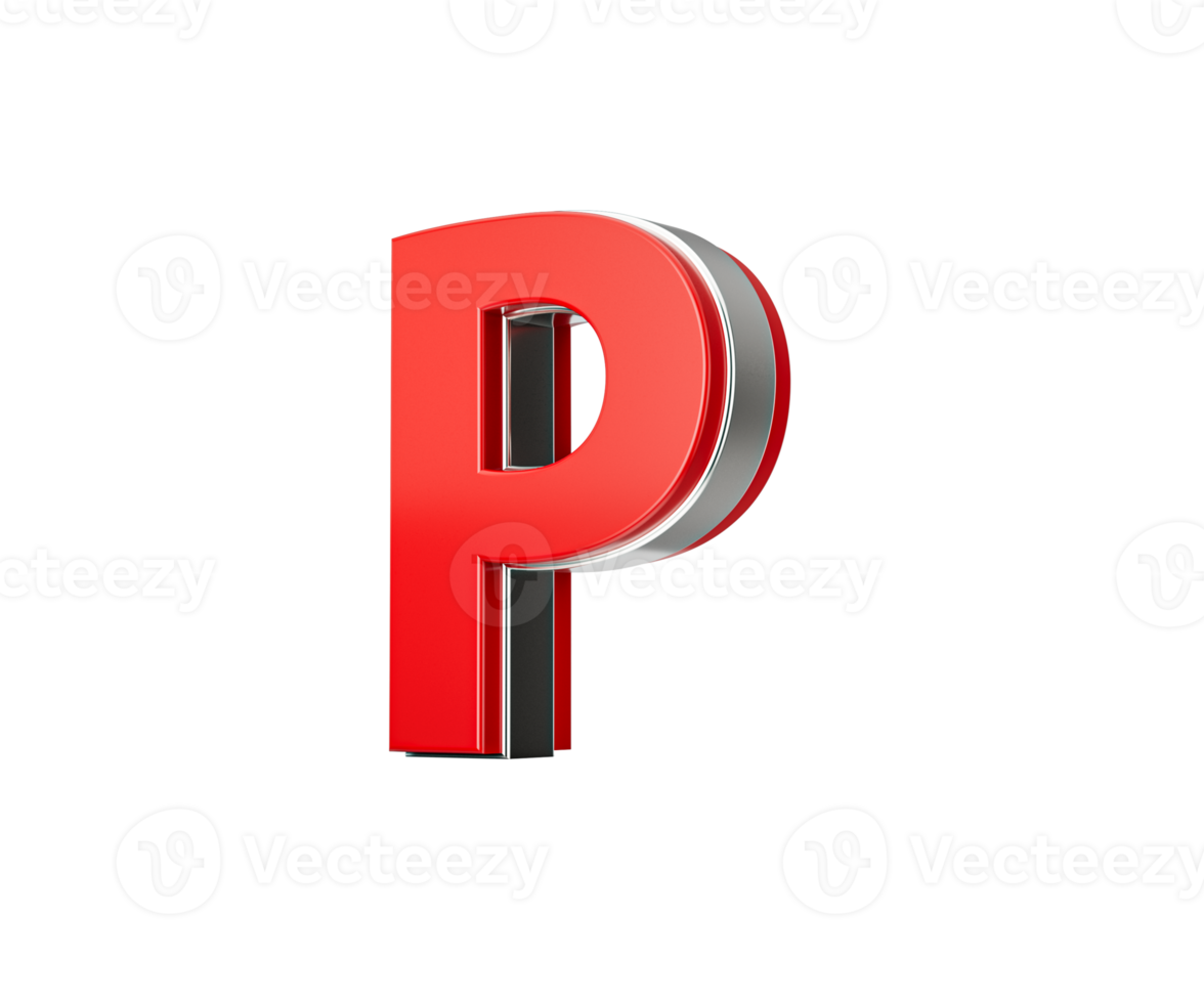 Vibrant Red Capital Letter P Gleams With Its Sleek Design Bold Font With Sharp Edges 3D Illustration png