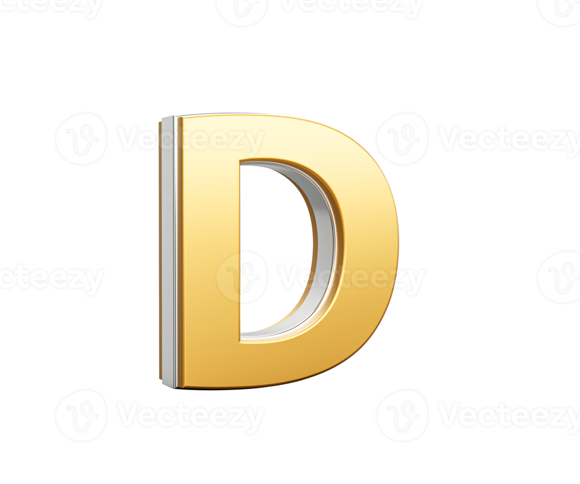 Golden Capital Letter D Gleams With Sleek Modern Design Bold Font With Sharp Edges 3D Illustration png