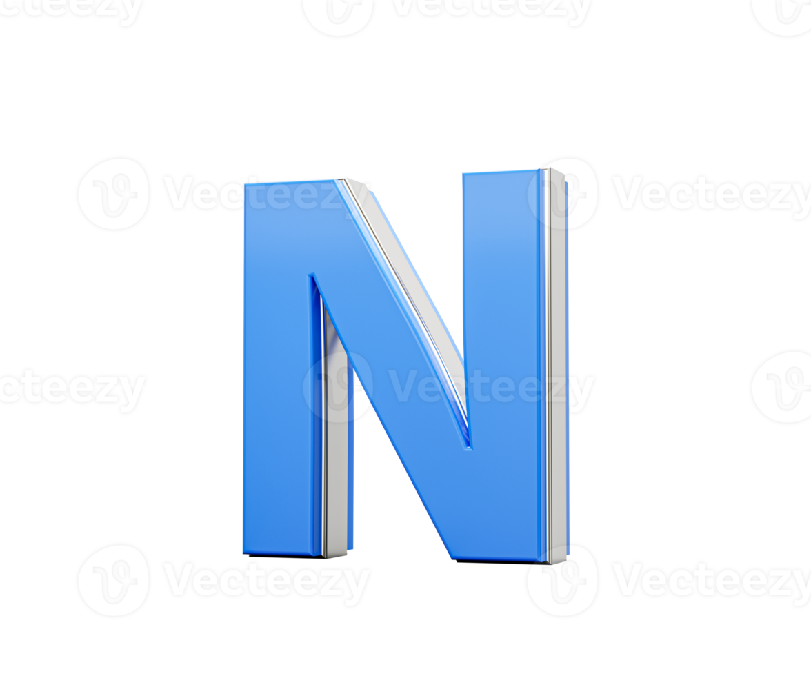 Blue Capital Letter N Gleams With Its Sleek Modern Design Bold Font With Sharp Edges 3D Illustration png
