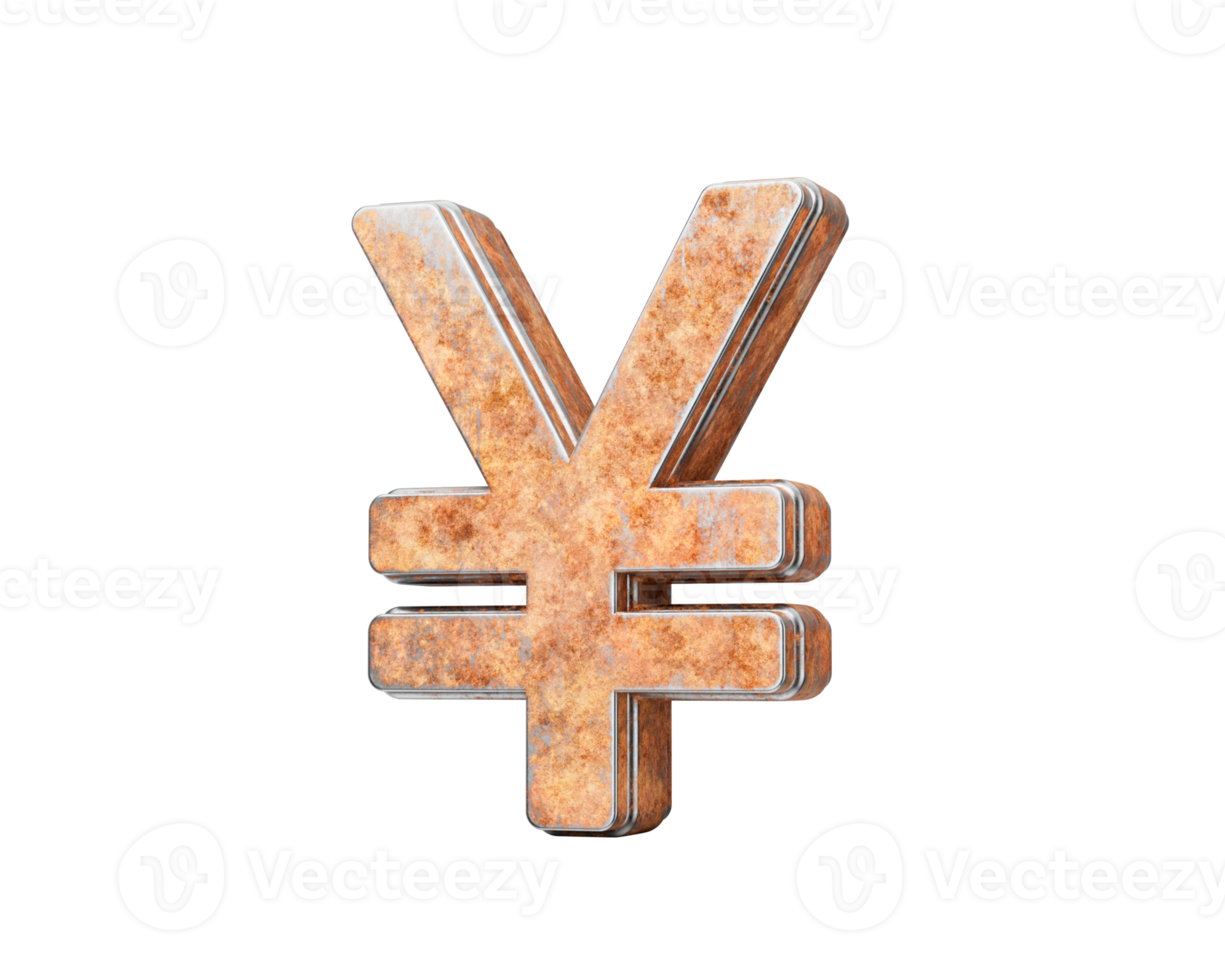 Japanese Yen Currency Symbol Made Of Old Rusty Iron Metal Texture 3d Illustration png