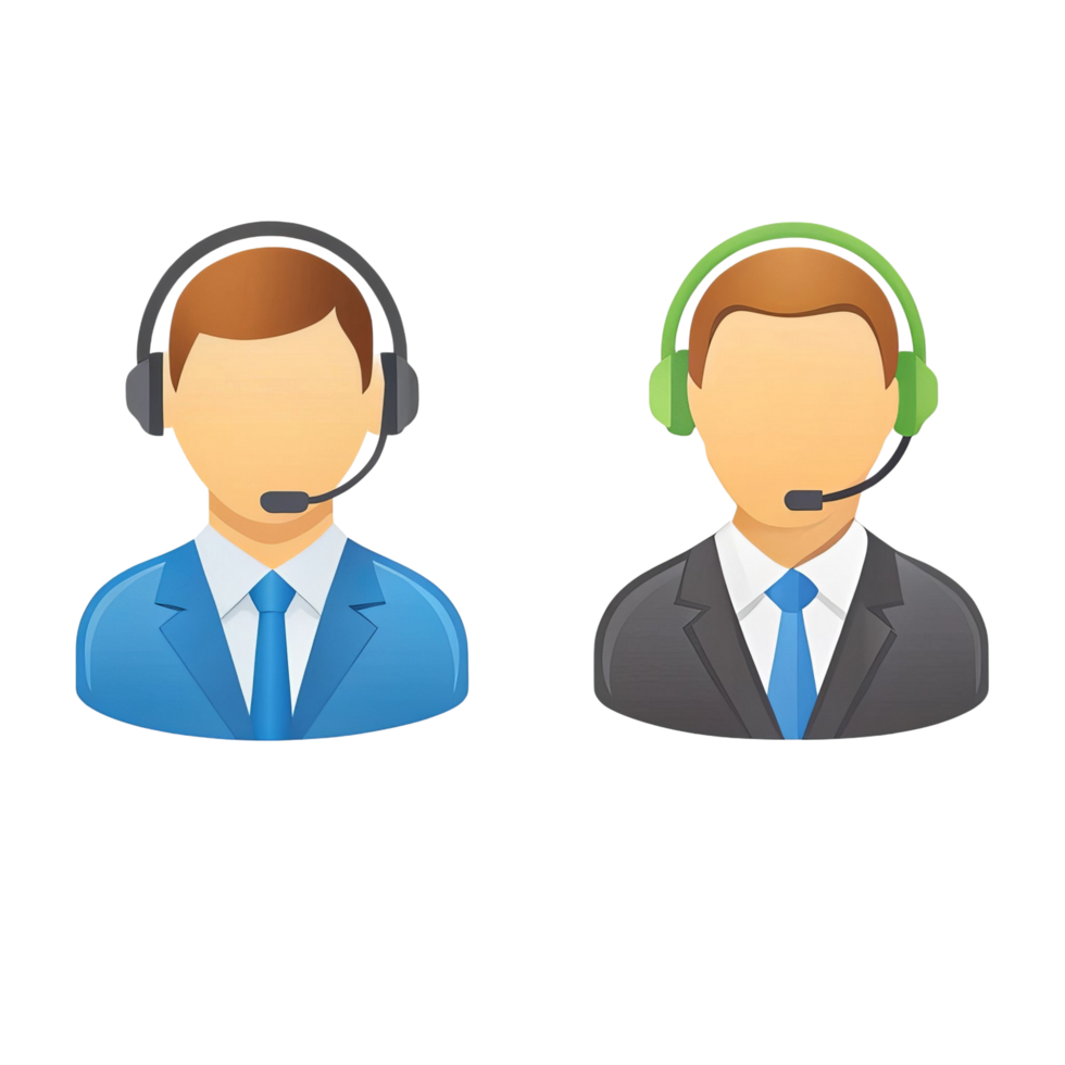 Two Customer Support Representatives Wearing Headphones, Ready to Assist png