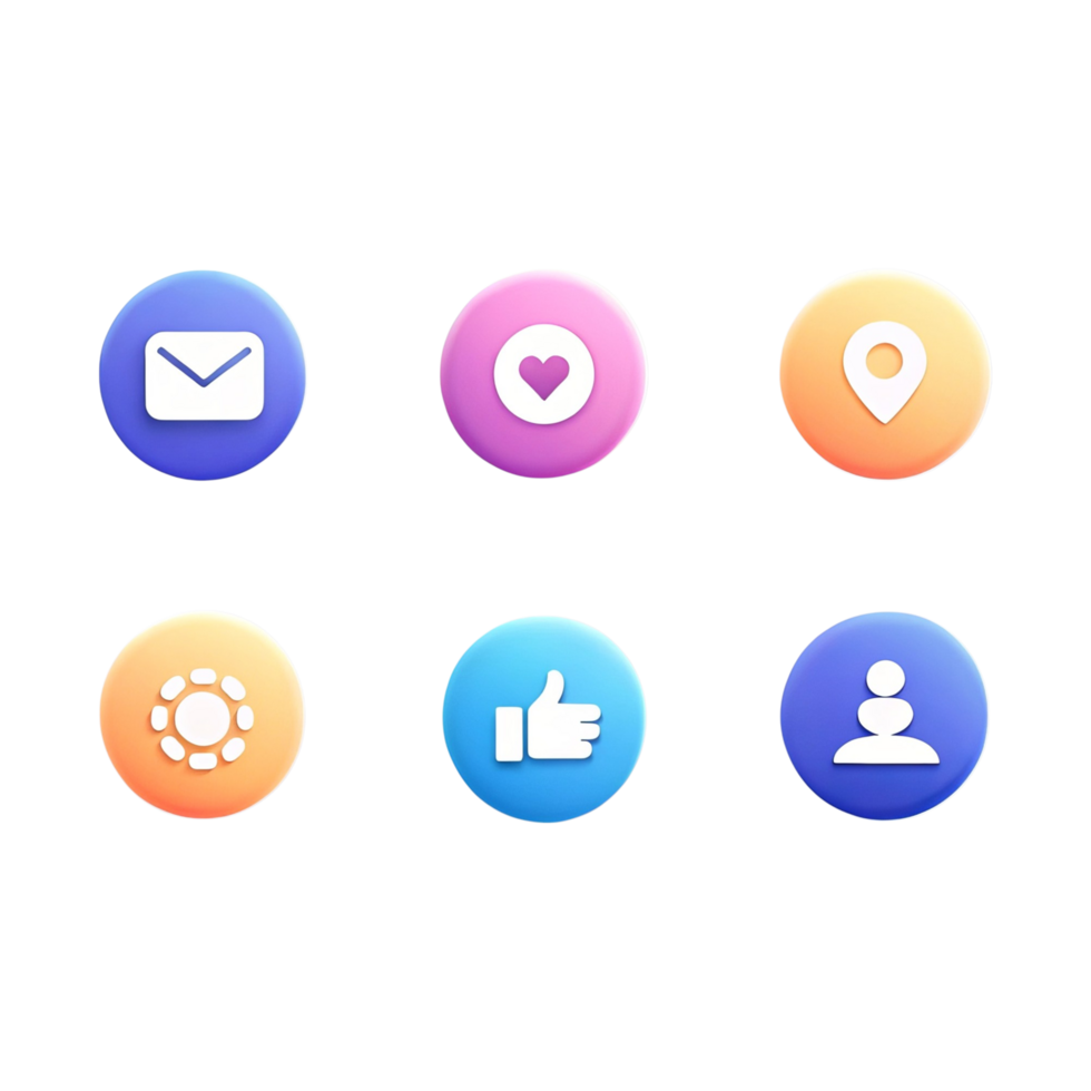 Colorful social media app icons set png