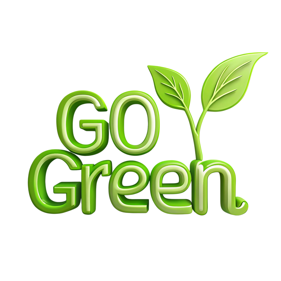 Vibrant 3D Go Green Motivational Graphic png
