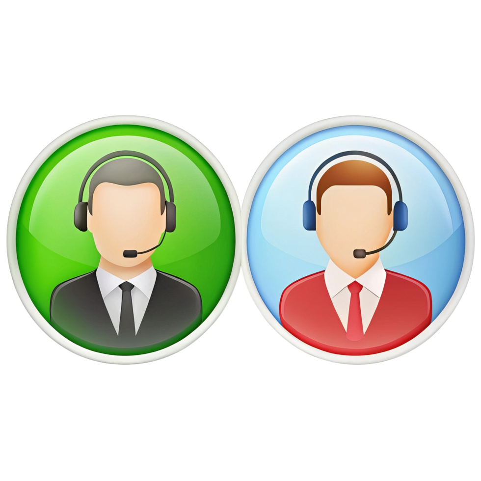 Two customer service representatives in a professional setting. png