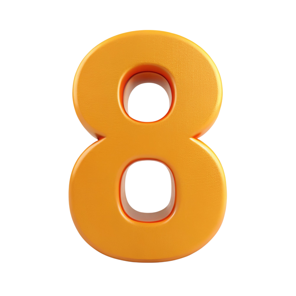 Vibrant Orange Number Eight Isolated on Black Background png