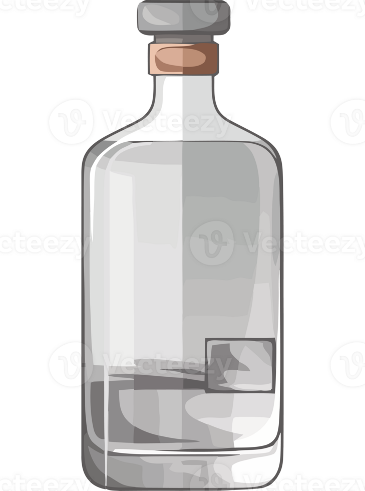 Transparent glass bottle holds fresh whiskey drink icon isolated png