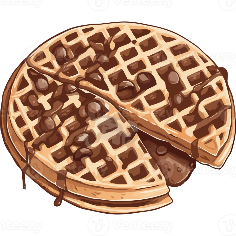 Sweet chocolate waffle with cream icon isolated png