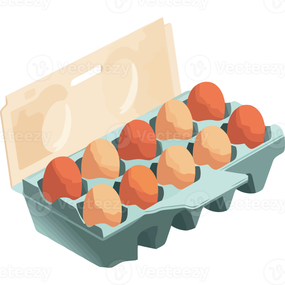 Fresh organic eggs in cardboard container icon isolated png